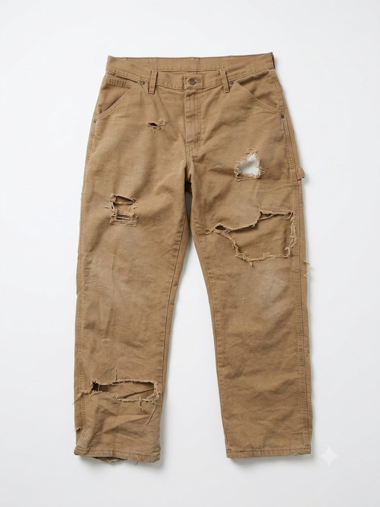 distressed Baggy tan jeans